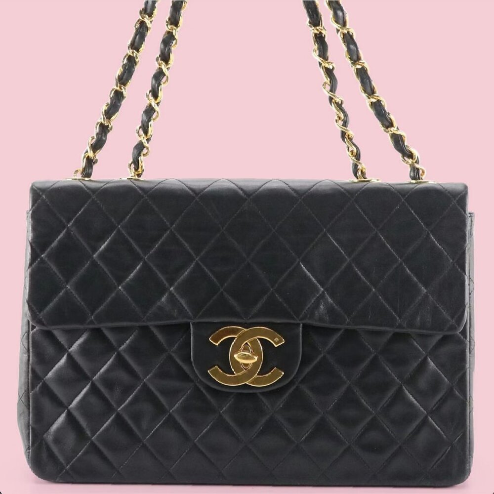 Chanel Black Vintage Classic Jumbo XL Maxi Flap Shoulder Bag - Picture 2 of 12